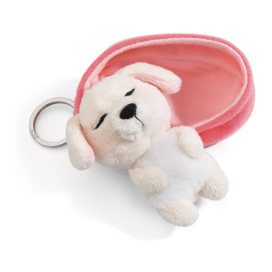 Sleeping Pets Cream Dog Keyring