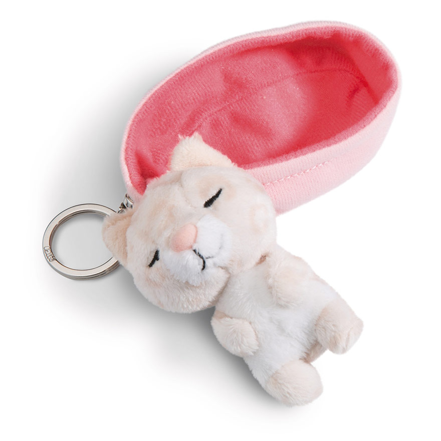 Sleeping Pets Leopard Print Cat Keyring