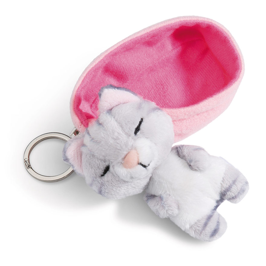 Sleeping Pets Grey Tabby Cat Keyring