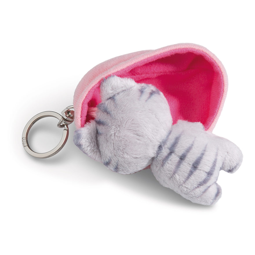 Sleeping Pets Grey Tabby Cat Keyring