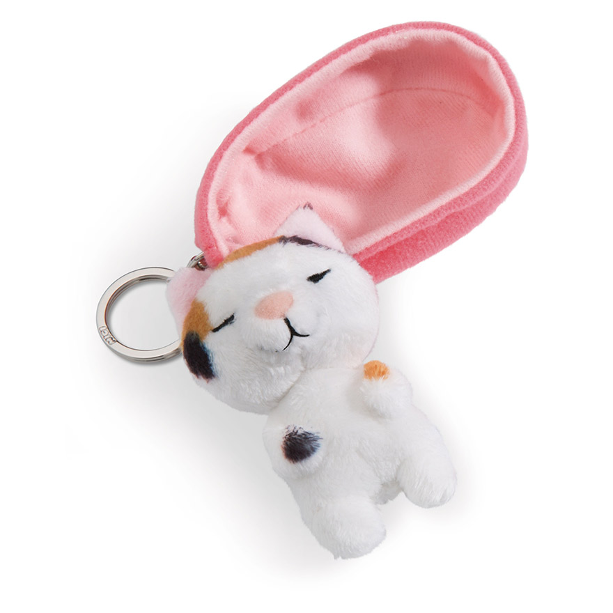 Sleeping Pets Calico Cat Keyring