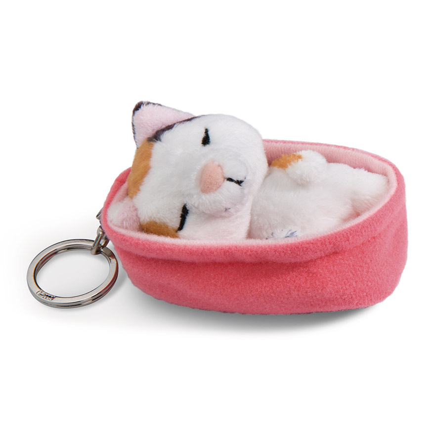 Sleeping Pets Calico Cat Keyring