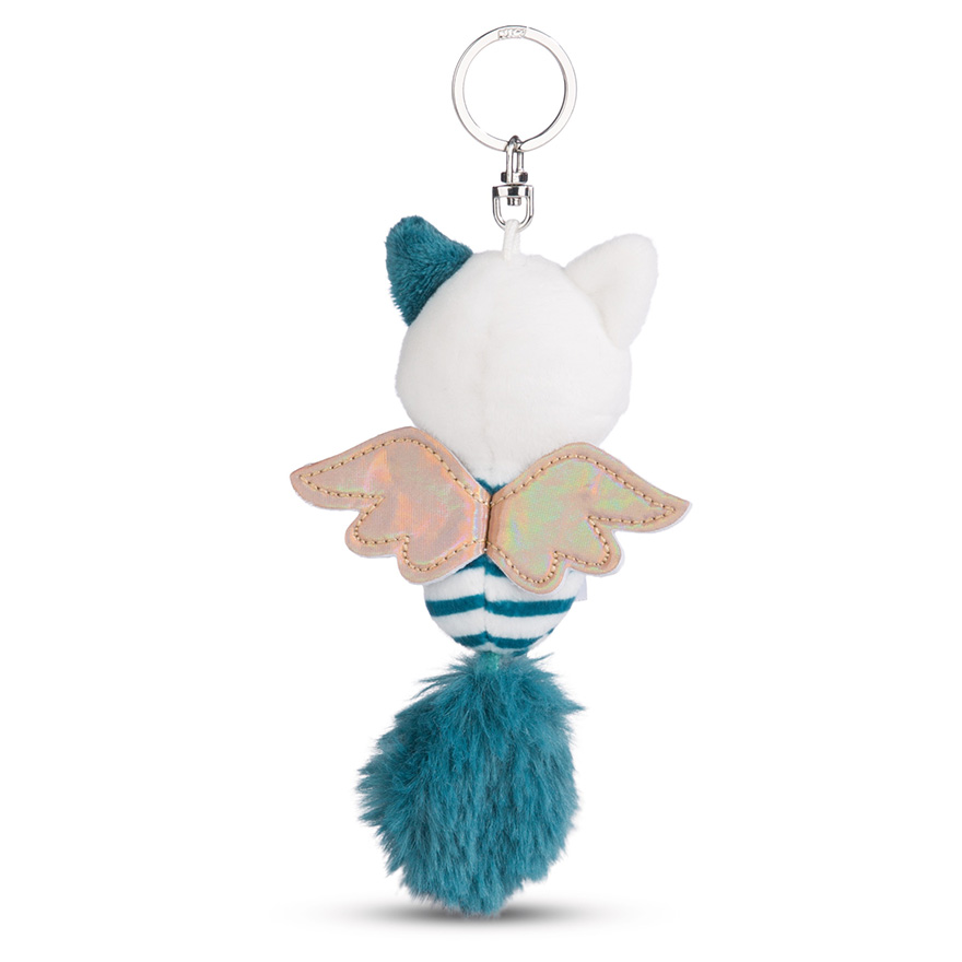 Guardian Angel Cat Keyring (Teal Stripes)