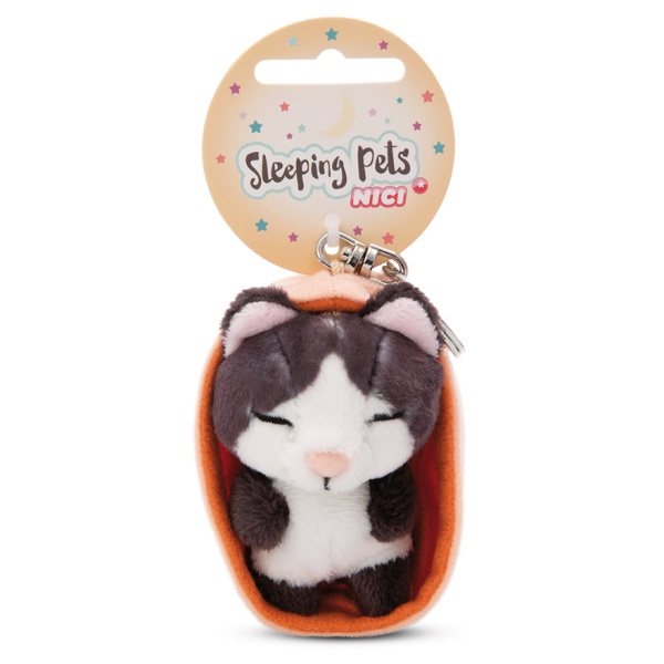 Sleeping Pets Black Cat Keyring