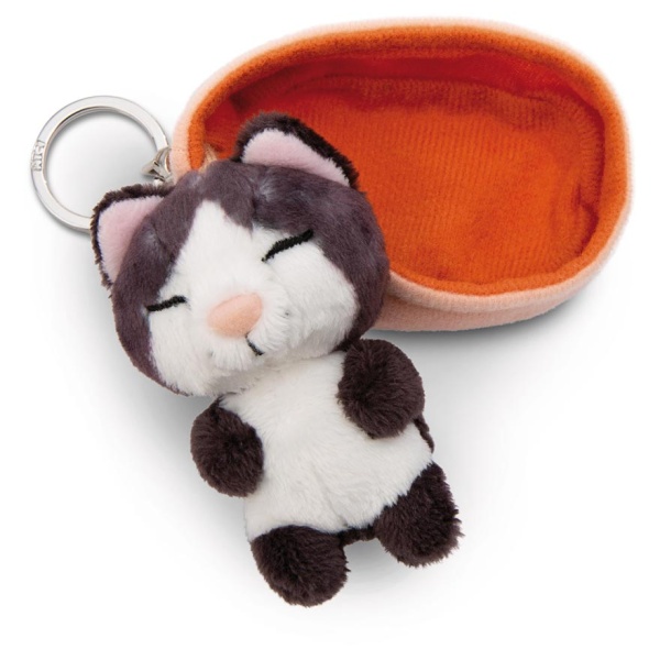 Sleeping Pets Black Cat Keyring