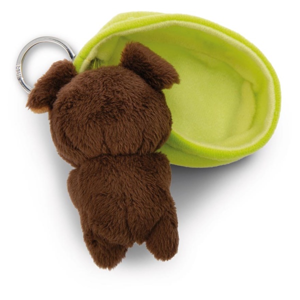 Sleeping Pets Dark Brown Dog Keyring