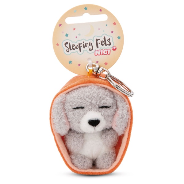 Sleeping Pets Grey Poodle Dog Keyring