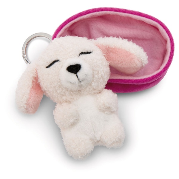 Sleeping Pets White Poodle Dog Keyring