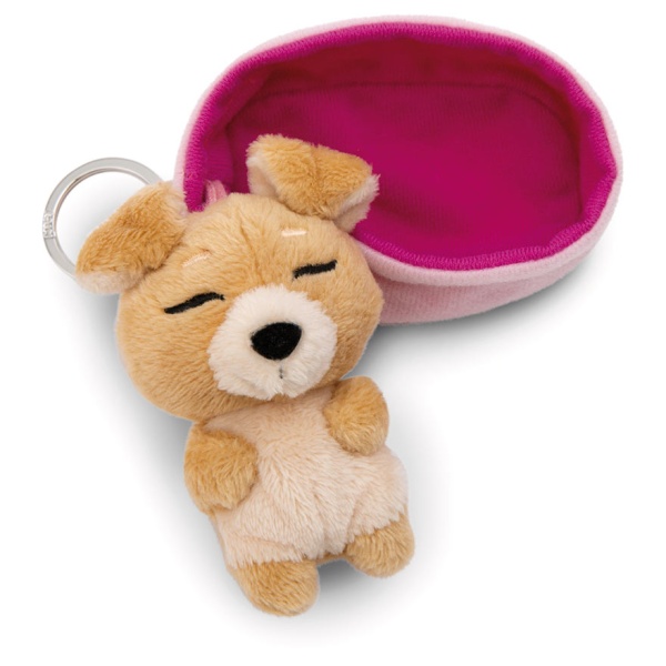 Sleeping Pets Light Brown Dog Keyring