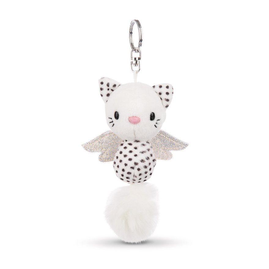 Guardian Angel Cat Keyring (Black Spots)