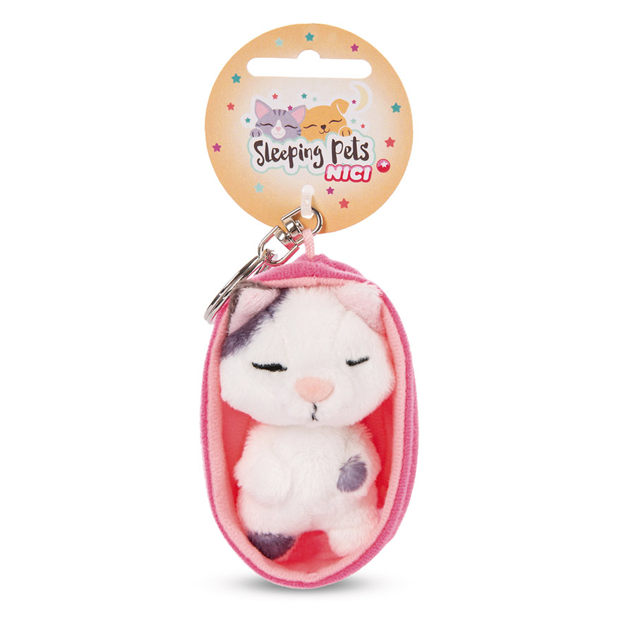 Sleeping Pets Spotted Cat Keyring