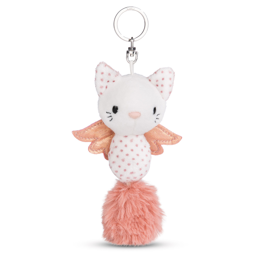 Guardian Angel Cat Keyring (Pink Spots)